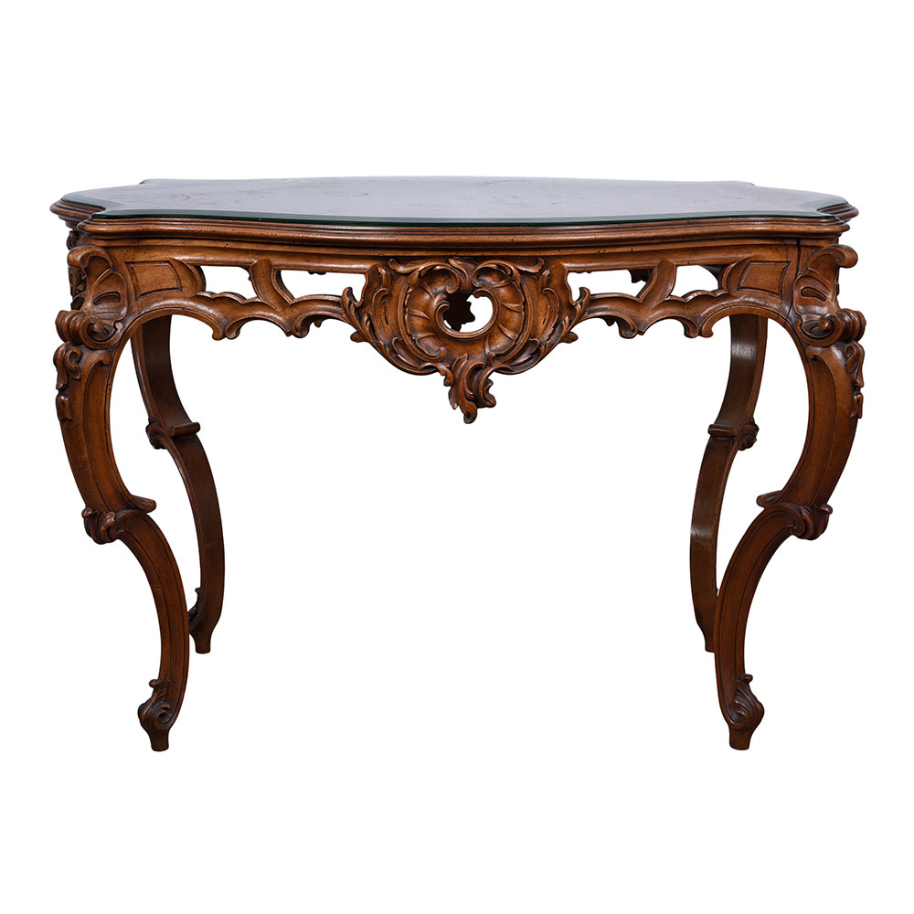 Carved Walnut Center Table