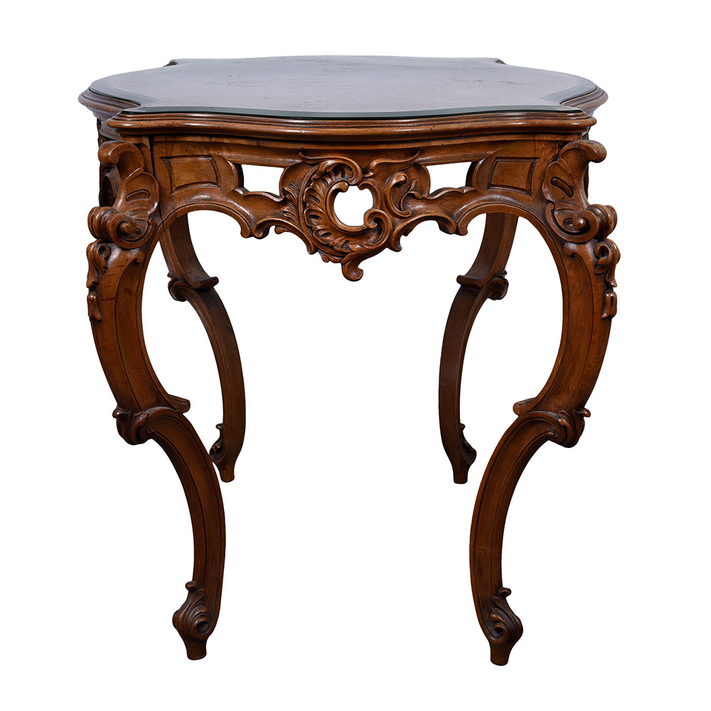 Carved Walnut Center Table