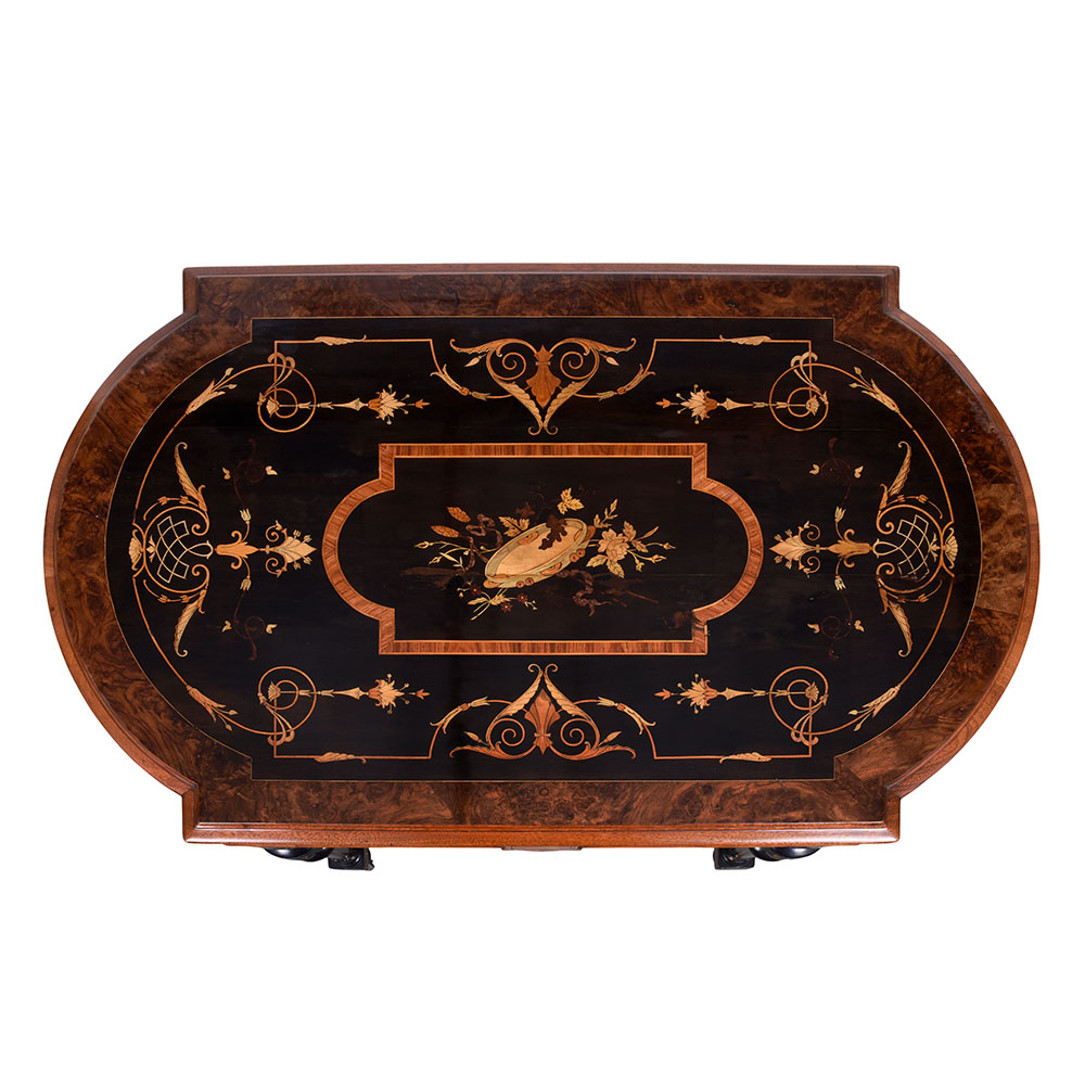 Victorian Marquetry Inlaid Mahogany Center Table