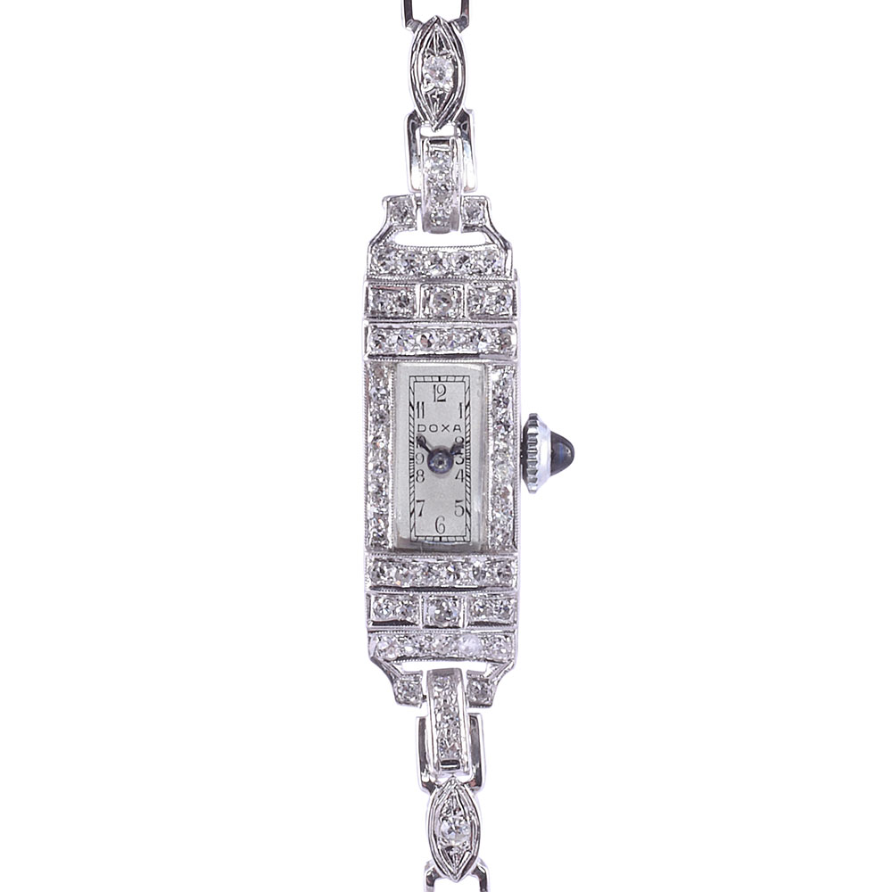 Wyler & Doxa Art Deco Ladies Diamond Platinum Wrist Watch