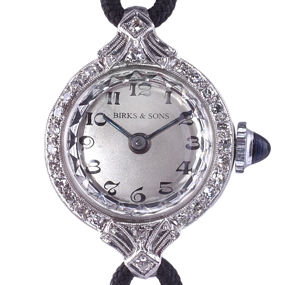 Birks Art Deco Platinum Ladies Round Wrist Watch