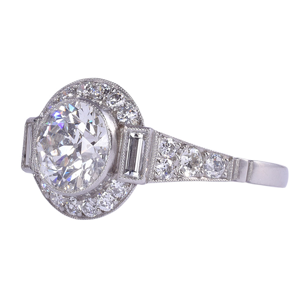 1.33 Carat Center Diamond Platinum Engagement Ring