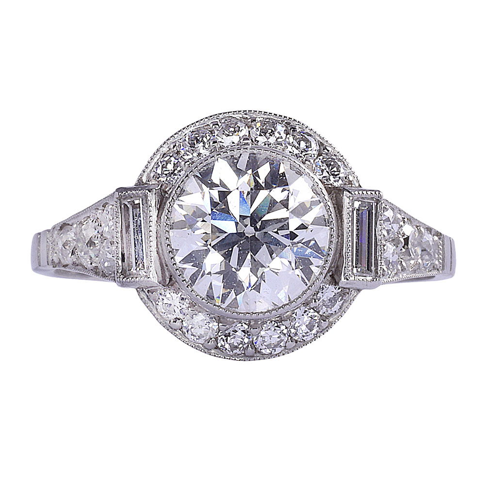 1.33 Carat Center Diamond Platinum Engagement Ring