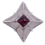 Oro Trend Rubellite Tourmaline 18K White Gold Pin or Pendant