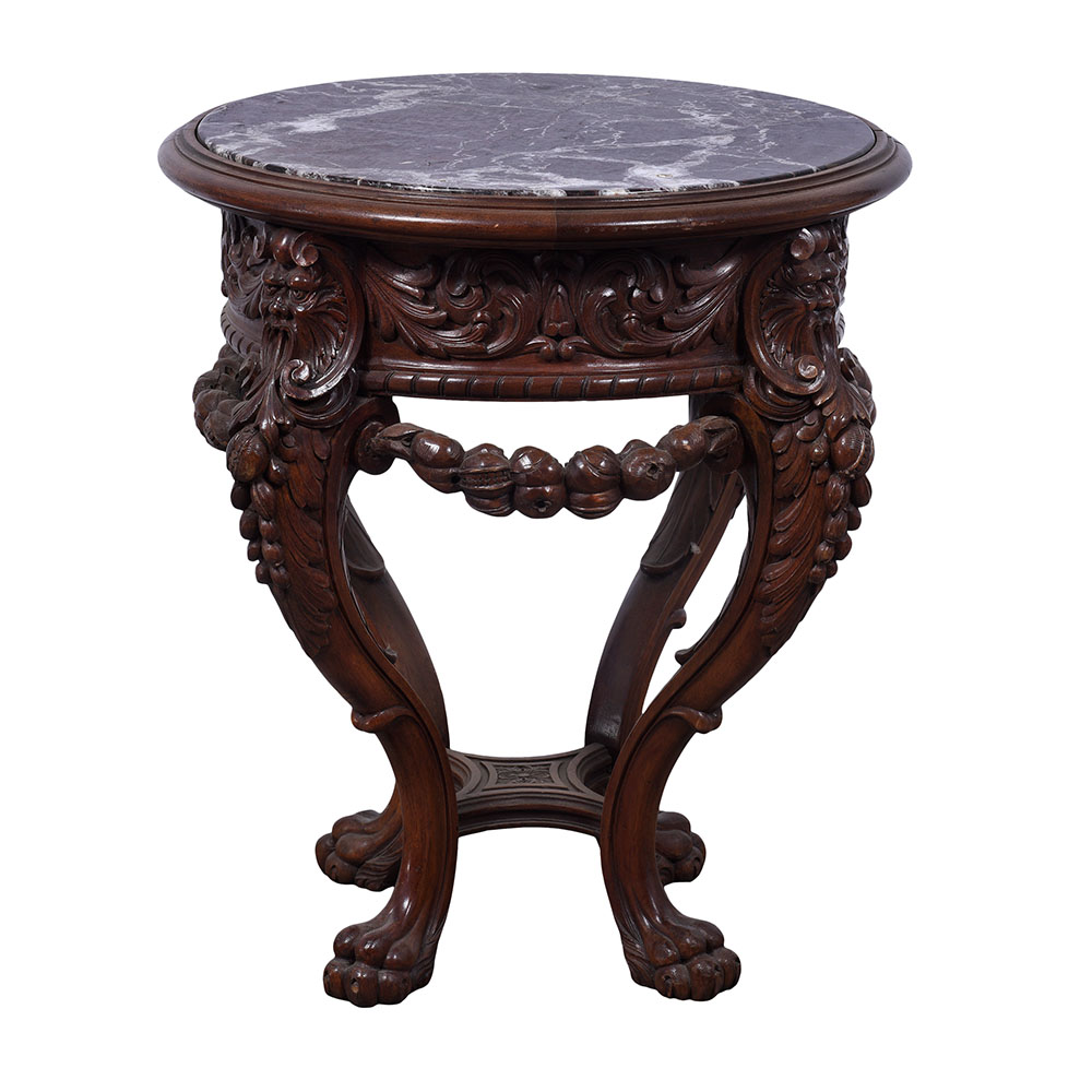Marble Top Carved Plant Stand