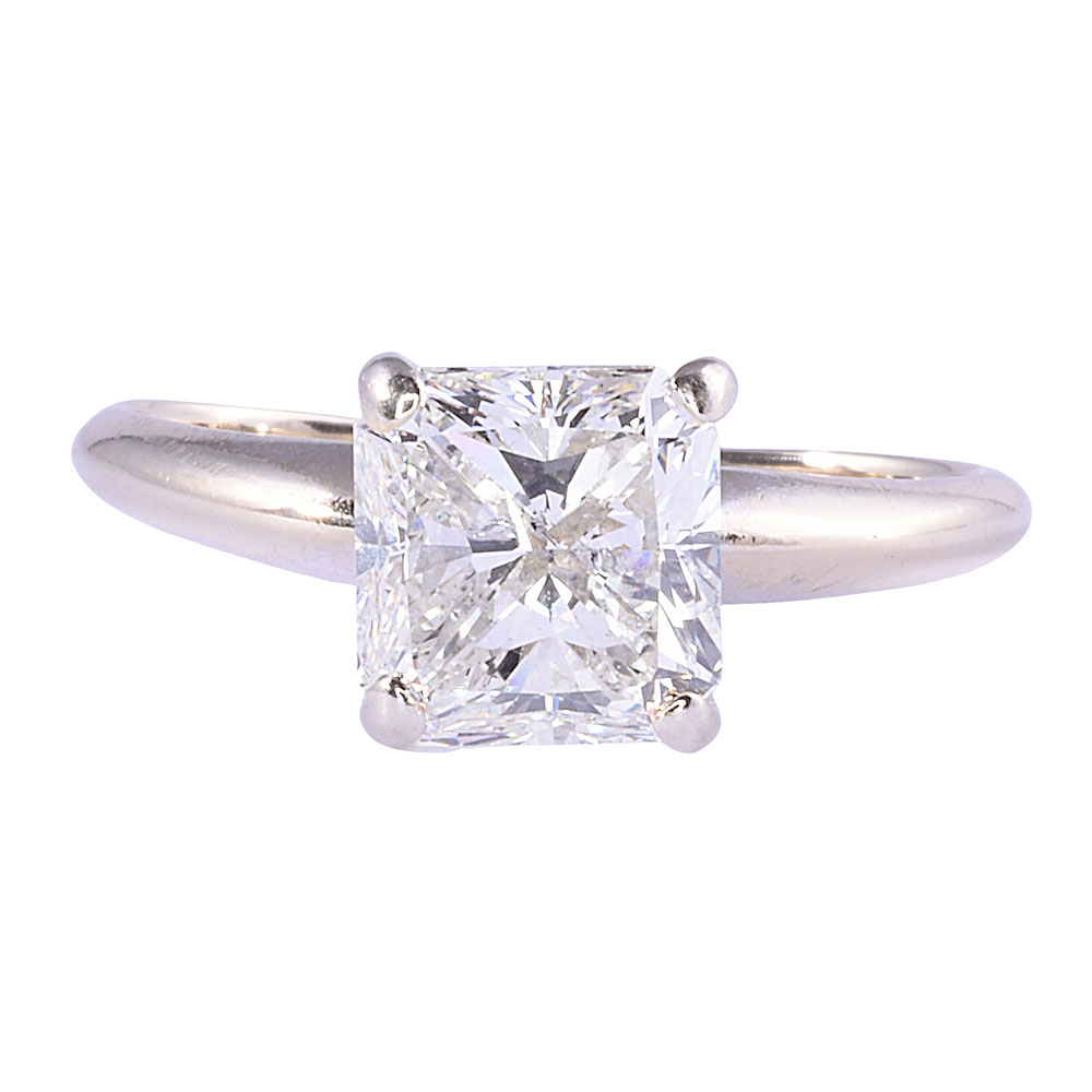 2.09 Carat Princess Cut Solitaire Diamond Engagement Ring
