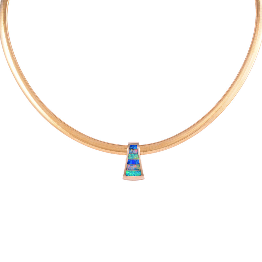 Opal Inlay Pendant Omega Necklace