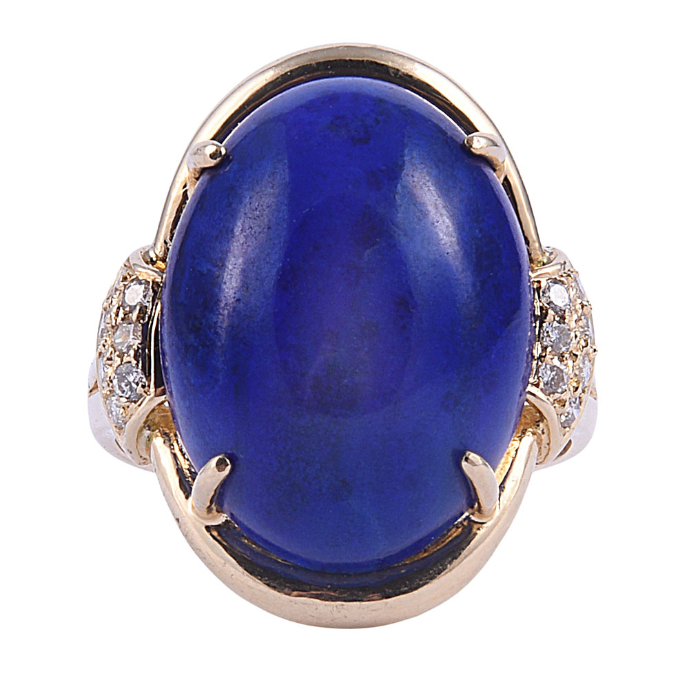 Oval Lapis Ring with Diamonds