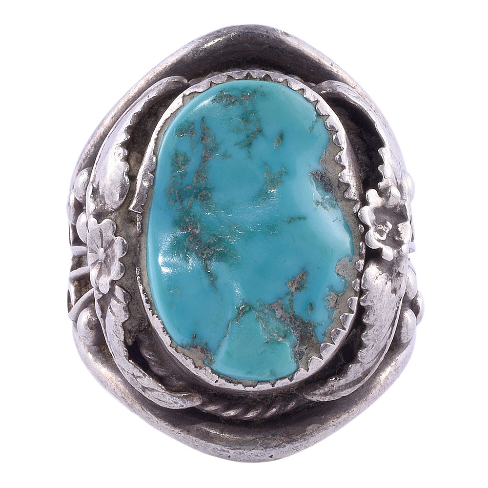 Native American Turquoise Sterling Silver Mens Ring