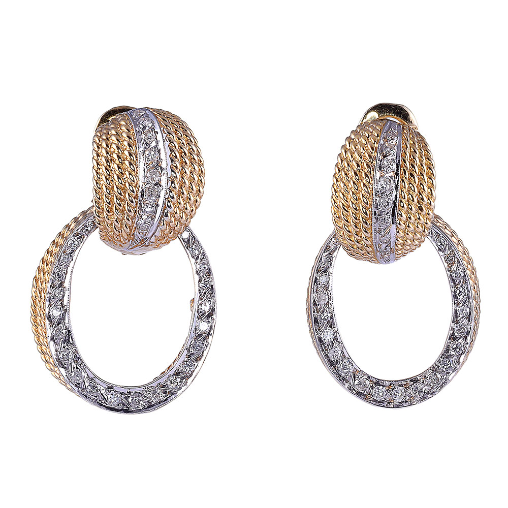 Rope Design 18K Diamond Earrings