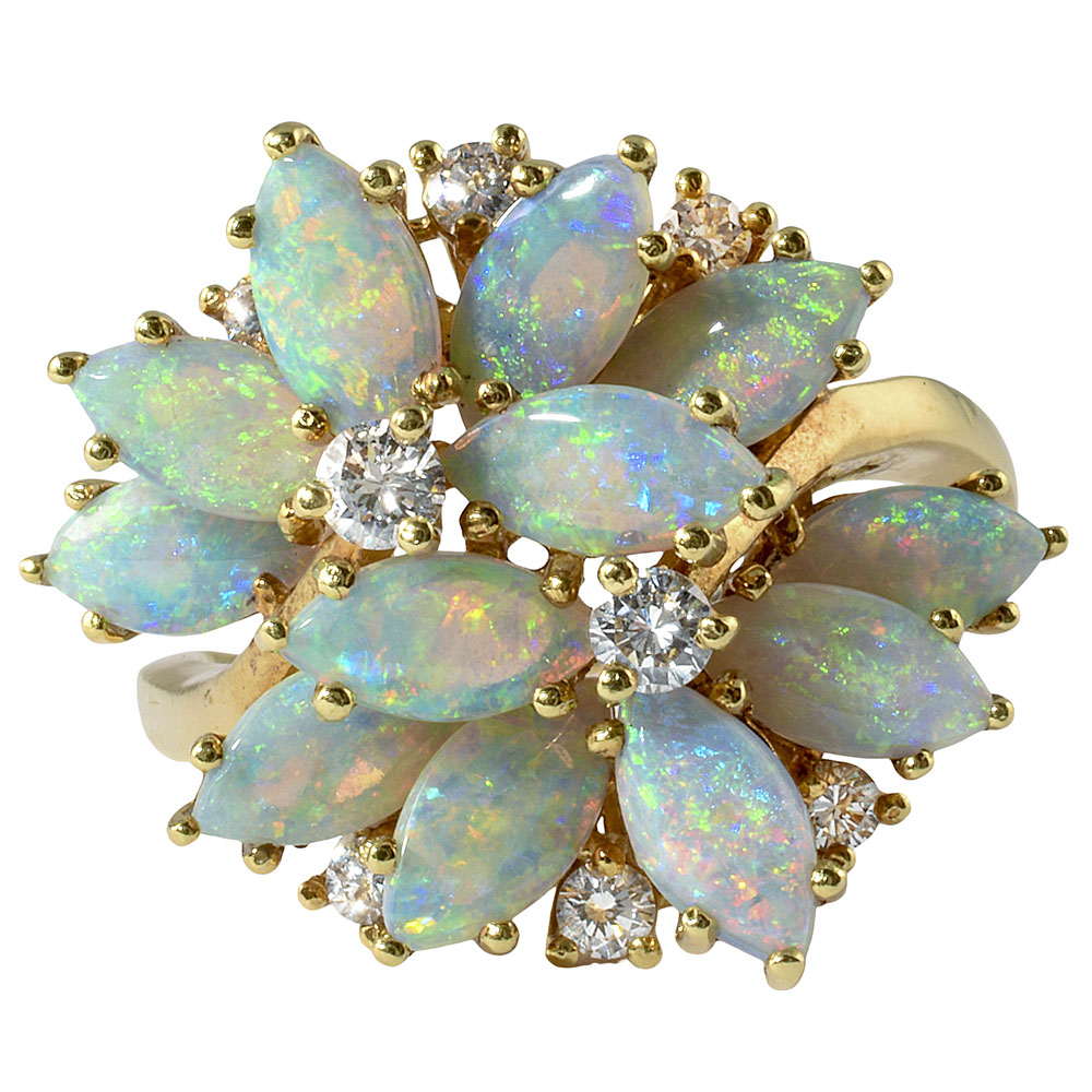 Marquise Opal Cluster Ring