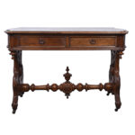 Victorian Leather Topped Walnut Library Table