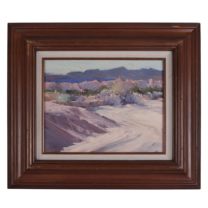 Unsigned Sandy Wash in Front of Mountains Oil Painting