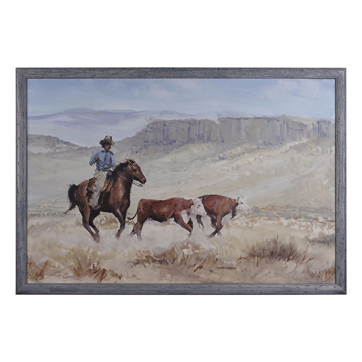 Howard Carr Cowboy on Horse Herding Cattle