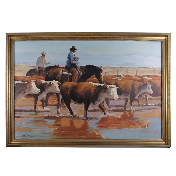 Howard Carr Herding Cattle with Child