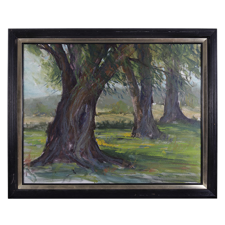 Unsigned Treeline in the Meadow Oil Painting