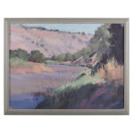 Unsigned Riverbend and Dry Mountains Oil Painting