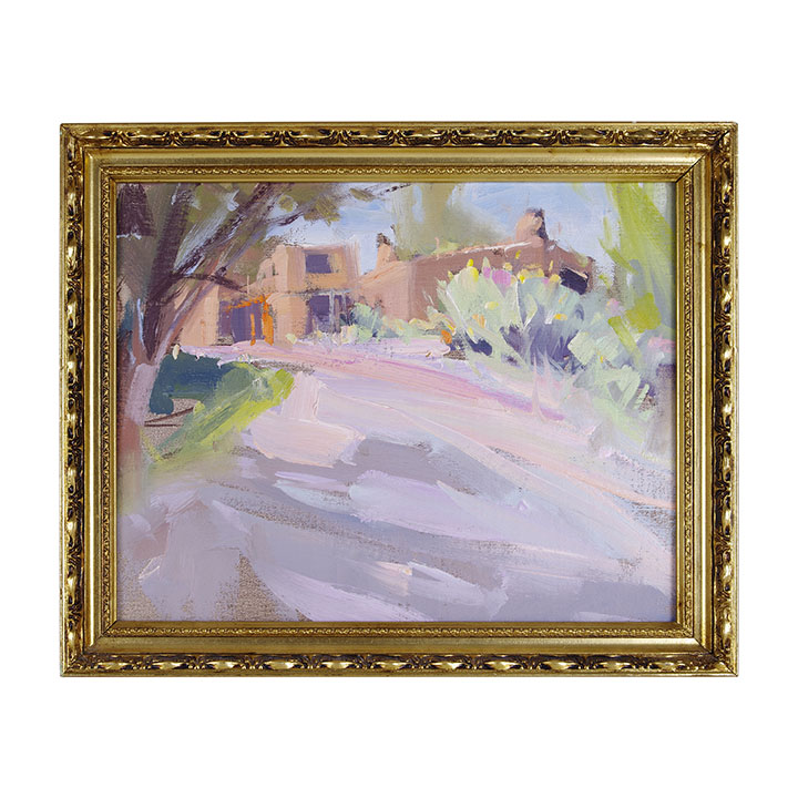 Unsigned Missionary House on Pink Sand Oil Painting