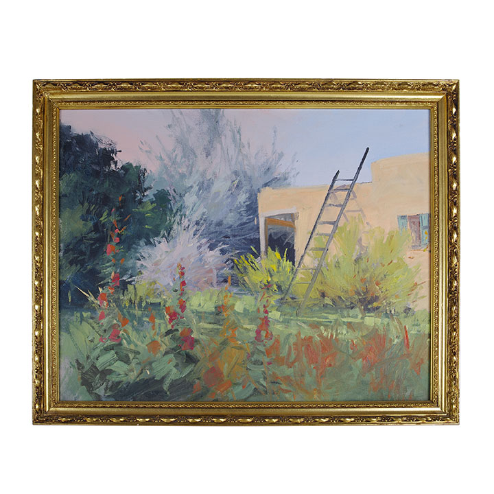 Unsigned Ladder on Mission House Oil Painting