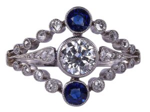 Edwardian Diamond & Sapphire Platinum Ring