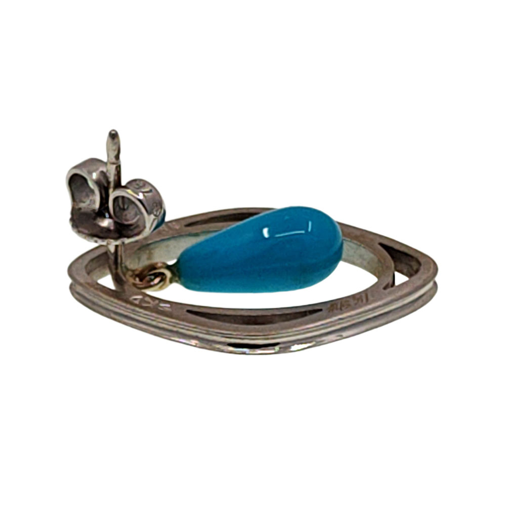 18KW Turquoise Drop Floating Diamond Earrings