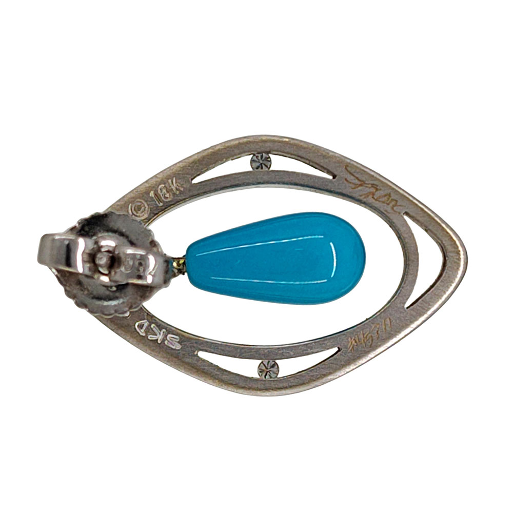 18KW Turquoise Drop Floating Diamond Earrings