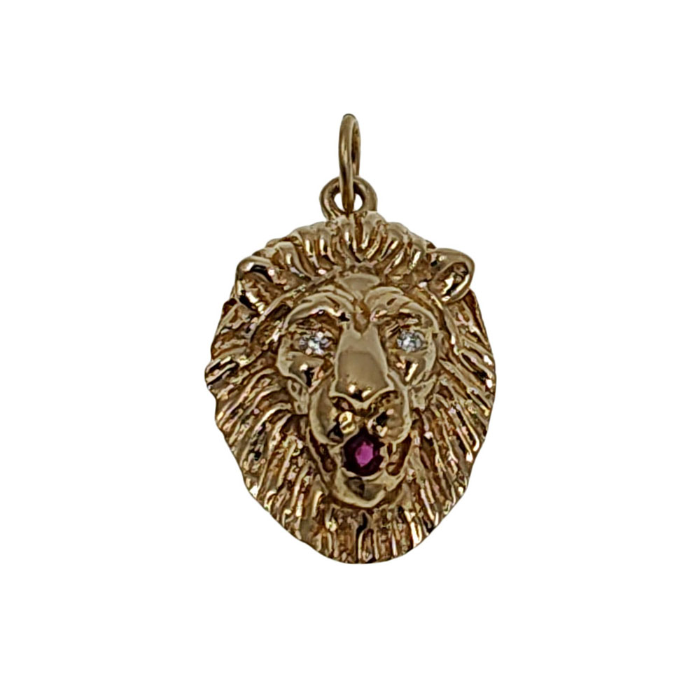 Lion Head Ruby & Diamond Pendant