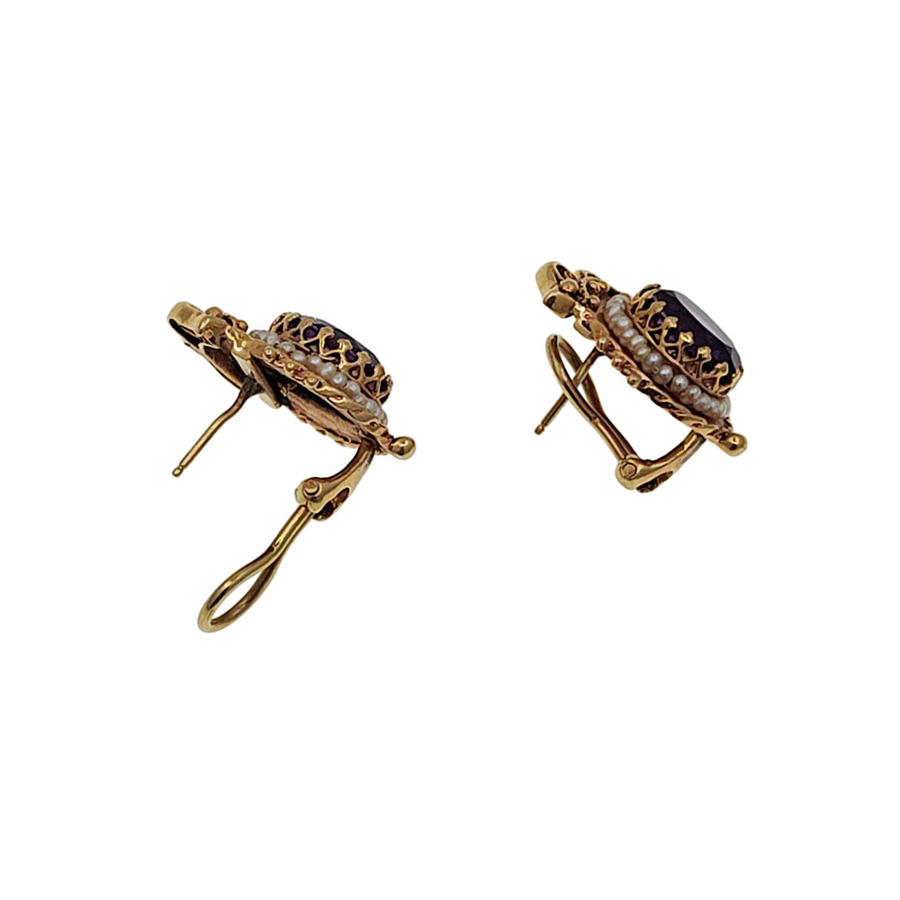 Victorian Amethyst & Seed Pearl Earrings