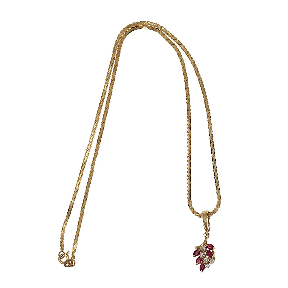 Ruby & Diamond Enhancer Pendant on Heart Link Chain