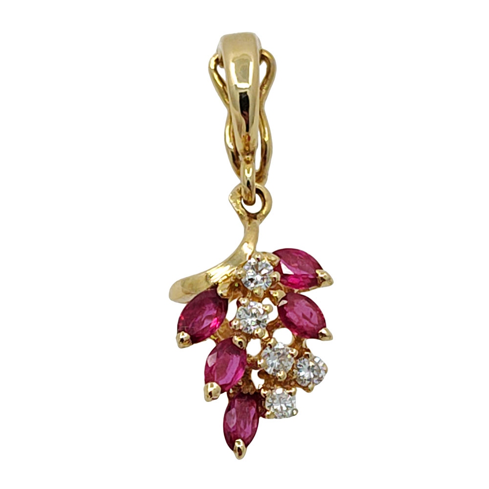 Ruby & Diamond Enhancer Pendant on Heart Link Chain