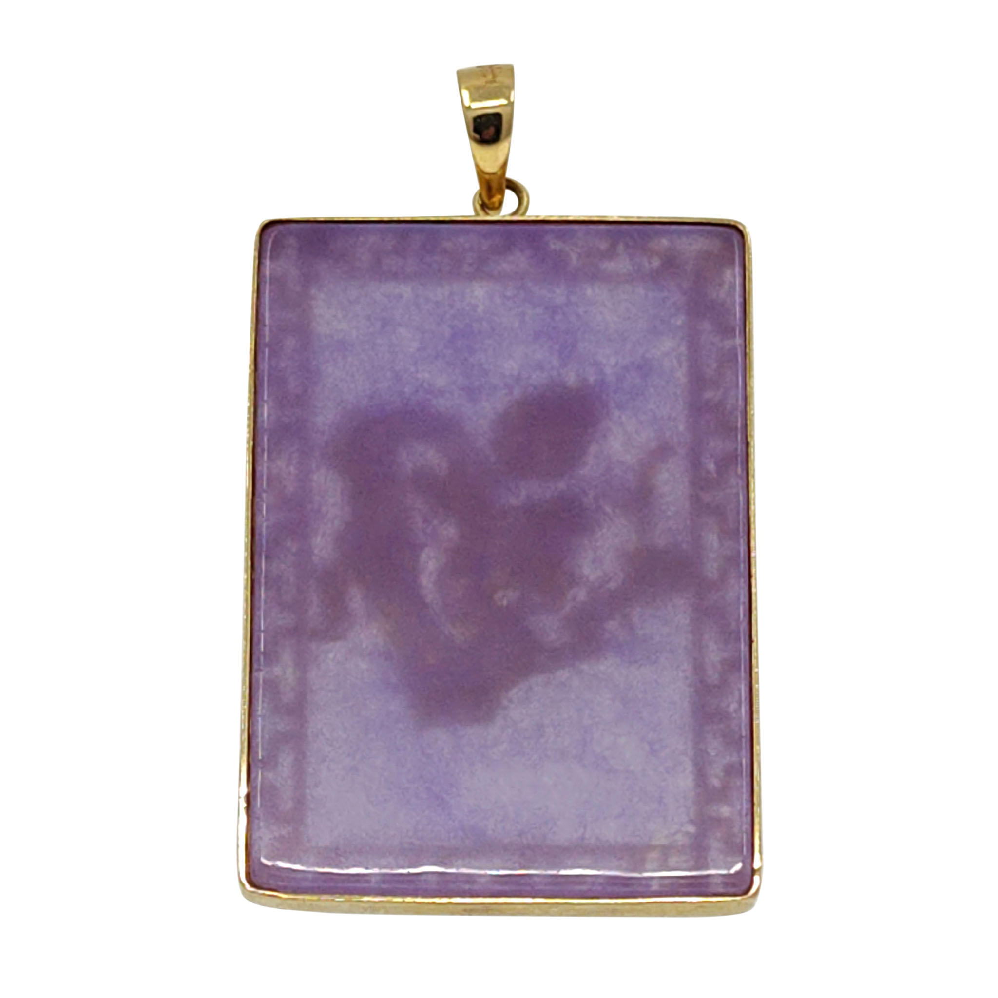 14K Gold Dragon Lavender Jade Pendant
