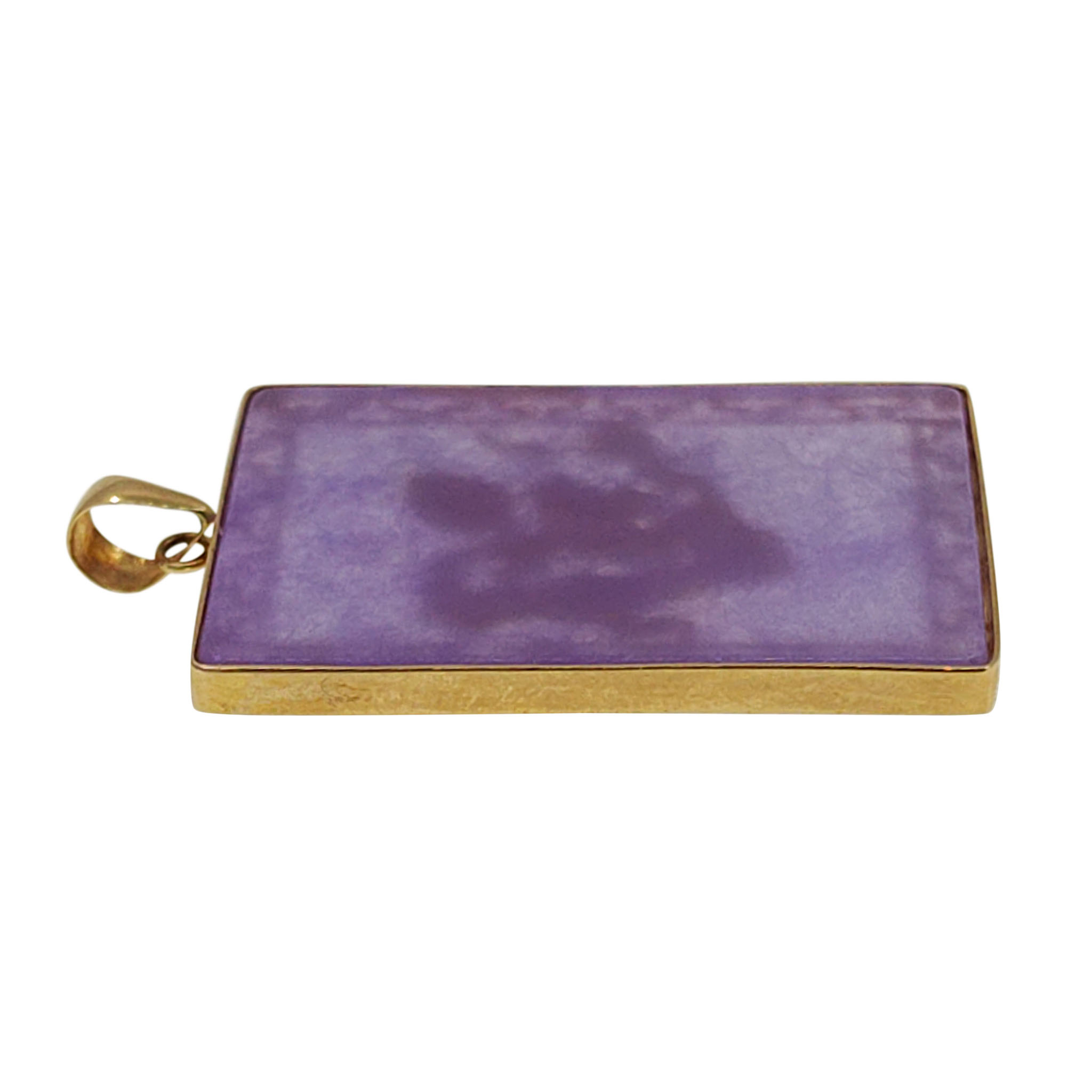 14K Gold Dragon Lavender Jade Pendant