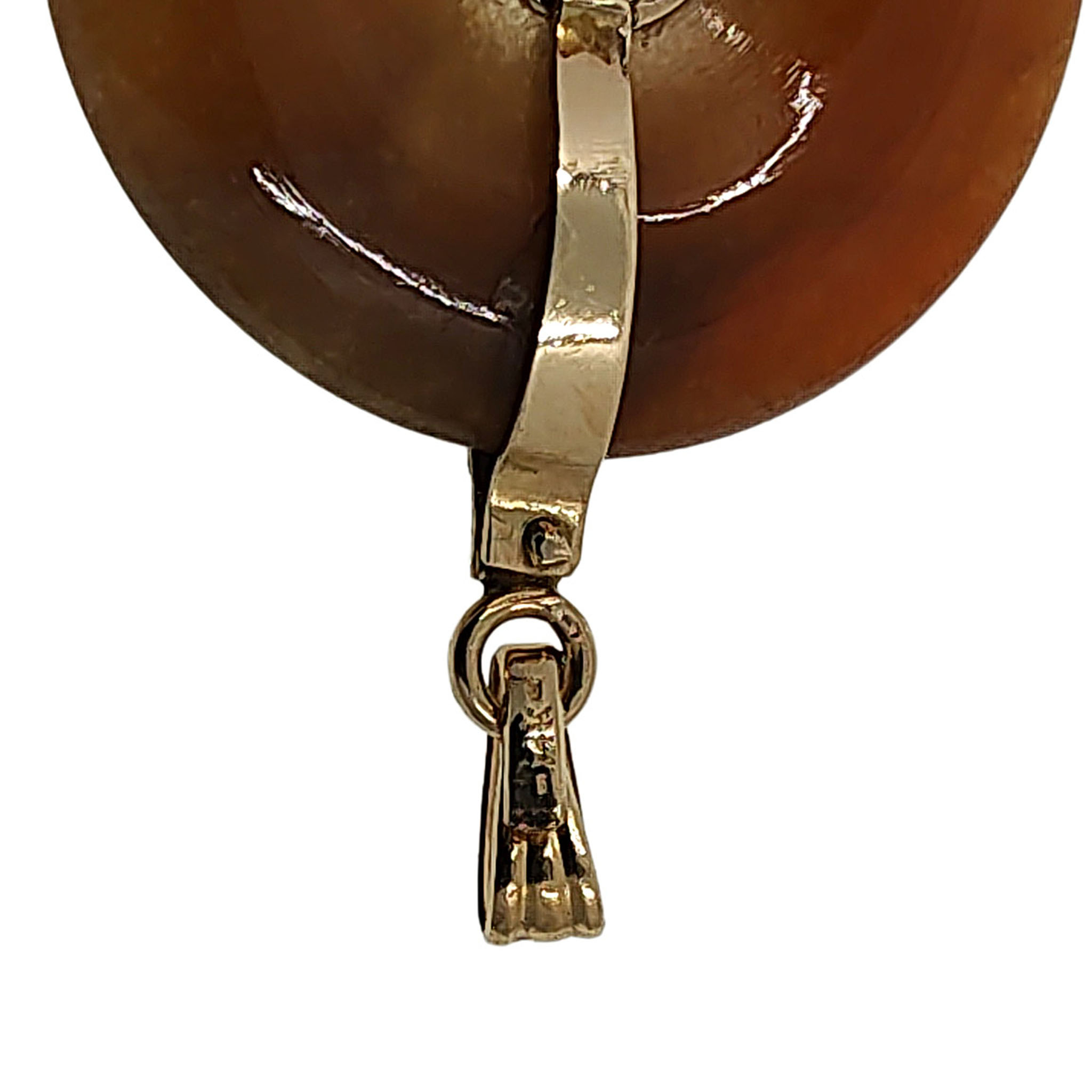 14K Gold Orange Jade Disc Pendant