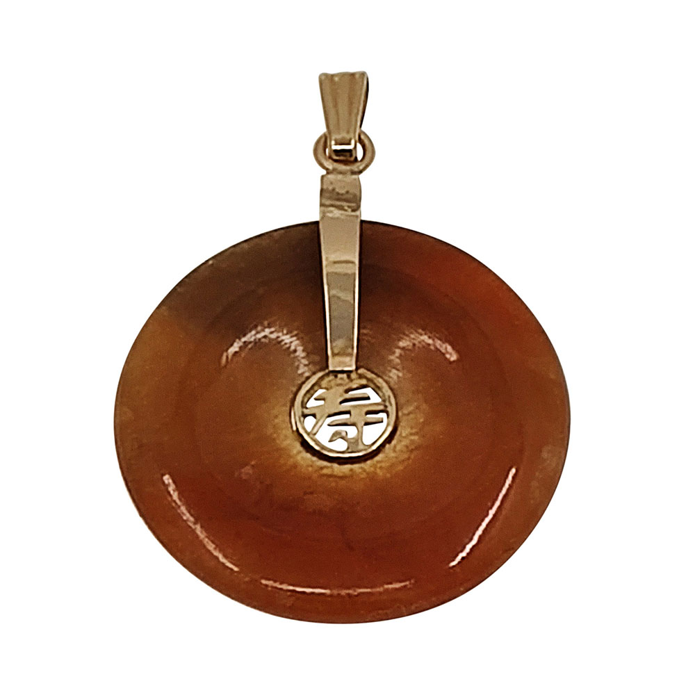 14K Gold Orange Jade Disc Pendant
