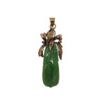 Art Nouveau 18K Carved Jade Pendant