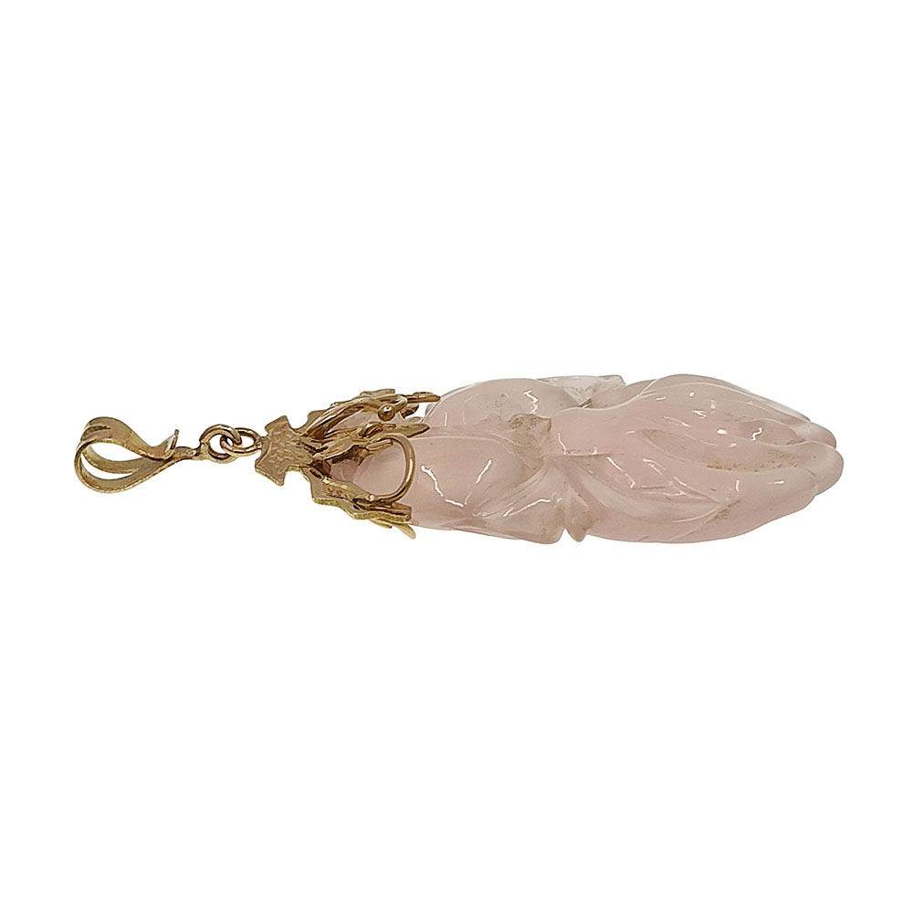 Large Carved Rose Quartz Pendant