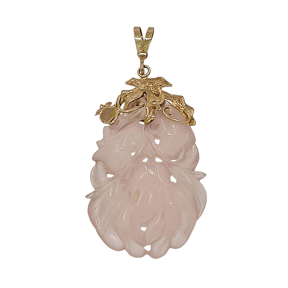 Large Carved Rose Quartz Pendant