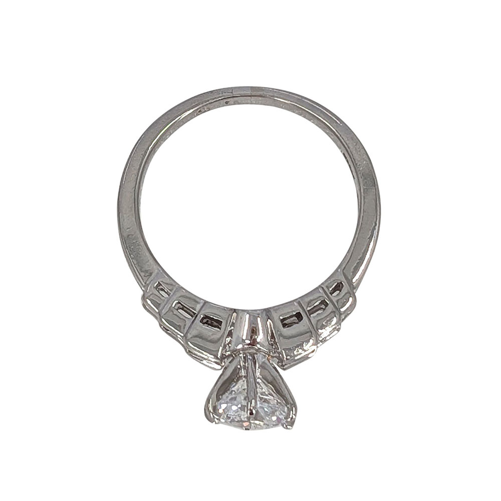 Princess Cut Accented Platinum Engagement Ring CZ Center