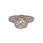 Rose & White Gold Pave Diamond Engagement Ring CZ Center