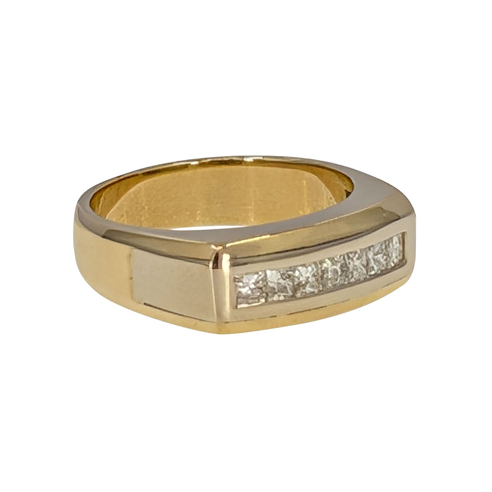 Gents Two Tone Gold Diamond Wedding Band