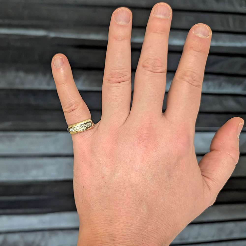 Gents Two Tone Gold Diamond Wedding Band