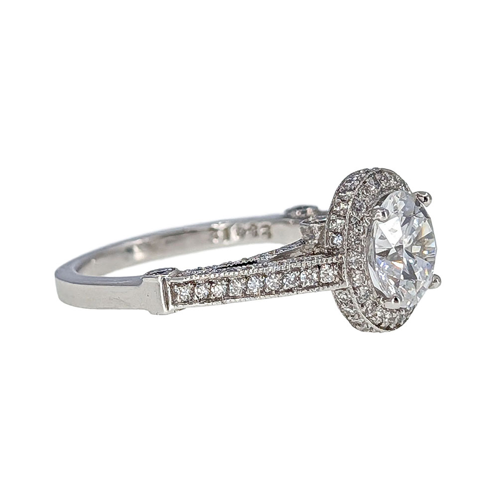 Stardust 18KW Halo Engagement Ring with CZ center
