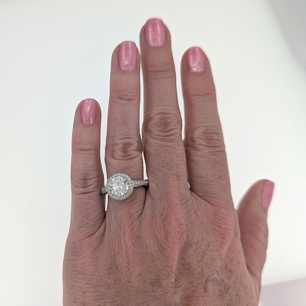 Stardust 18KW Halo Engagement Ring with CZ center