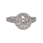 Stardust 18KW Halo Engagement Ring with CZ center
