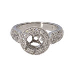 18KW Pave Diamond Semi Mounting Engagement Ring