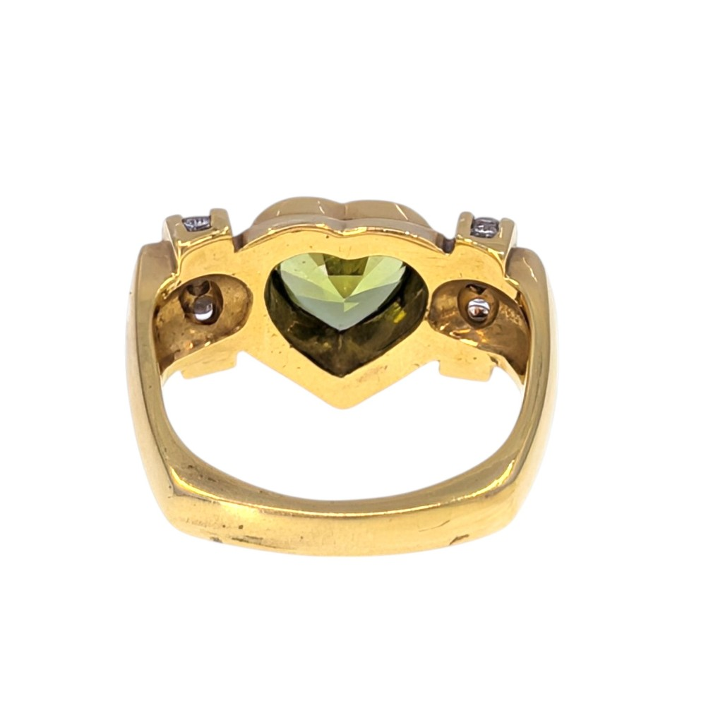 Peridot Heart & Diamond 18K Ring