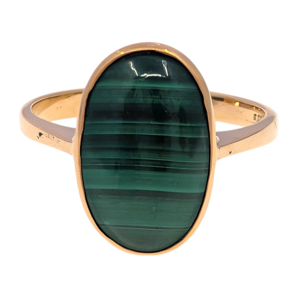 Bezel Set Oval Malachite Ring