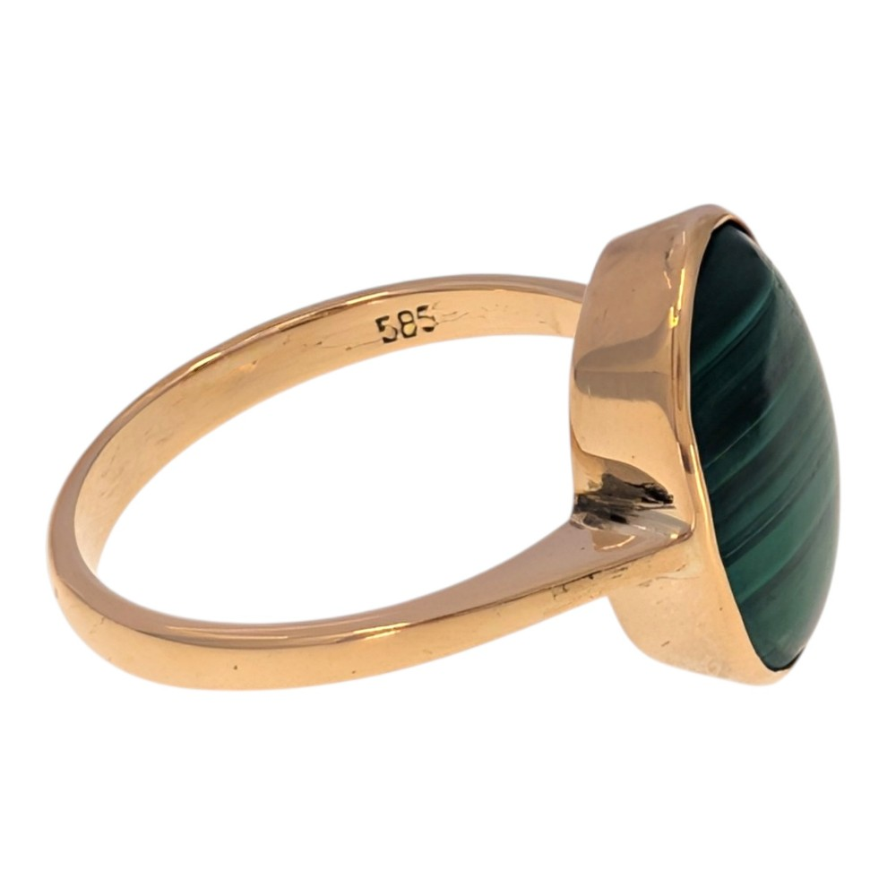 Bezel Set Oval Malachite Ring