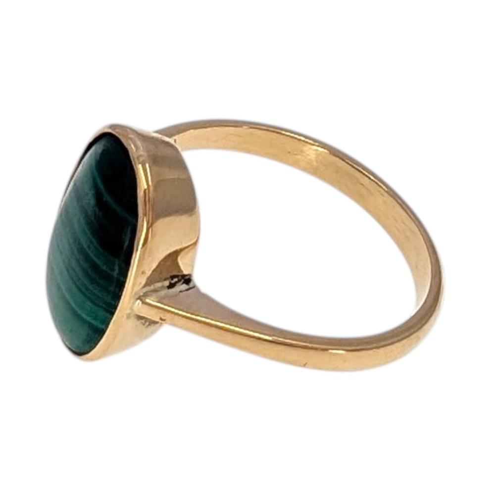 Bezel Set Oval Malachite Ring