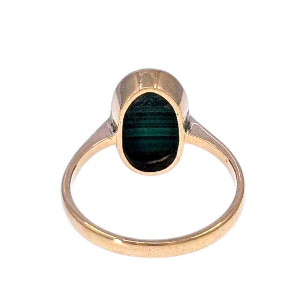Bezel Set Oval Malachite Ring